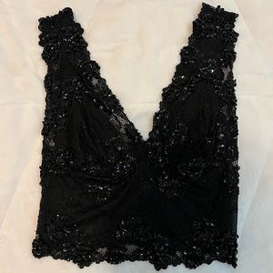 Bebe Lace Sequin Crop Top